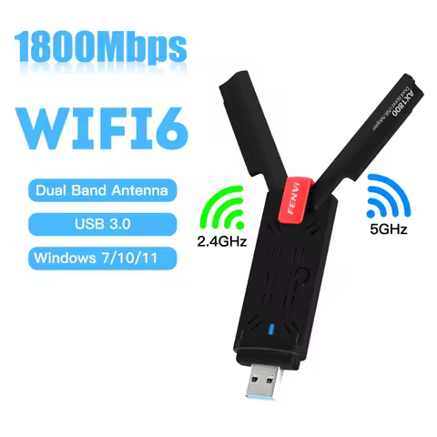1800Mbps WiFi 6 USB 3.0 Adapter RTL8832AU 802.11ax Dual Band 2.4GHz/5GHz Support OFDMA WPA3 Wireless Network Card For PC/Laptop