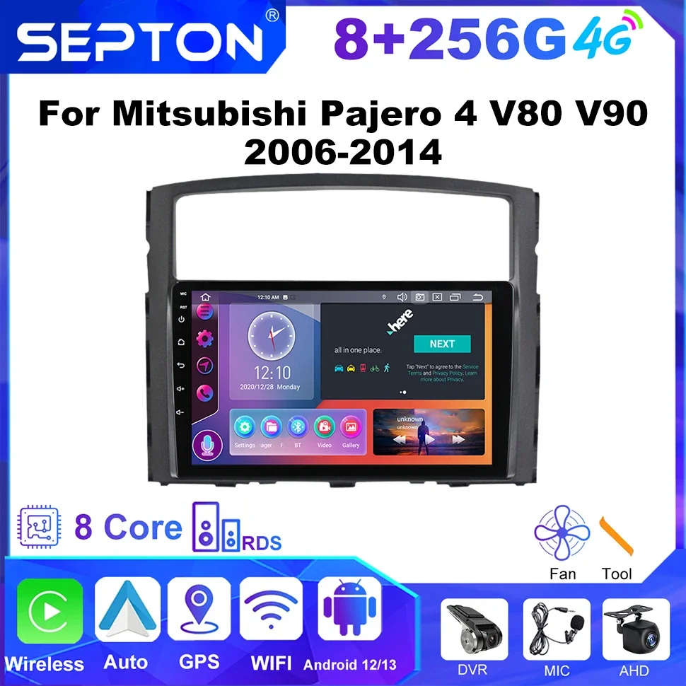 

SEPTON Car Radio Multimedia Player CarPlay For Mitsubishi Pajero 4 V80 V90 2006-2014 Android Navi GPS 4G Head Unit WIFI 2 Din