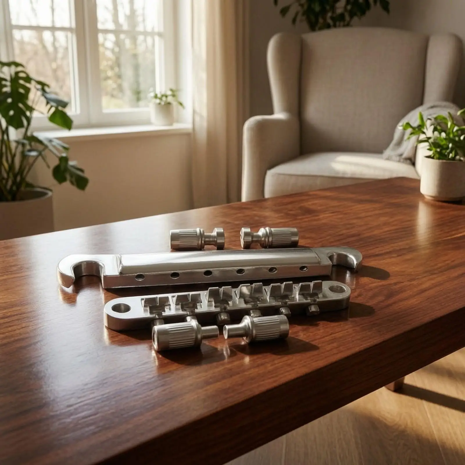 Heavy Duty Zinc Alloy Guitar Bridge for Archtop Guitar with Locking Posts and Micro Tuning