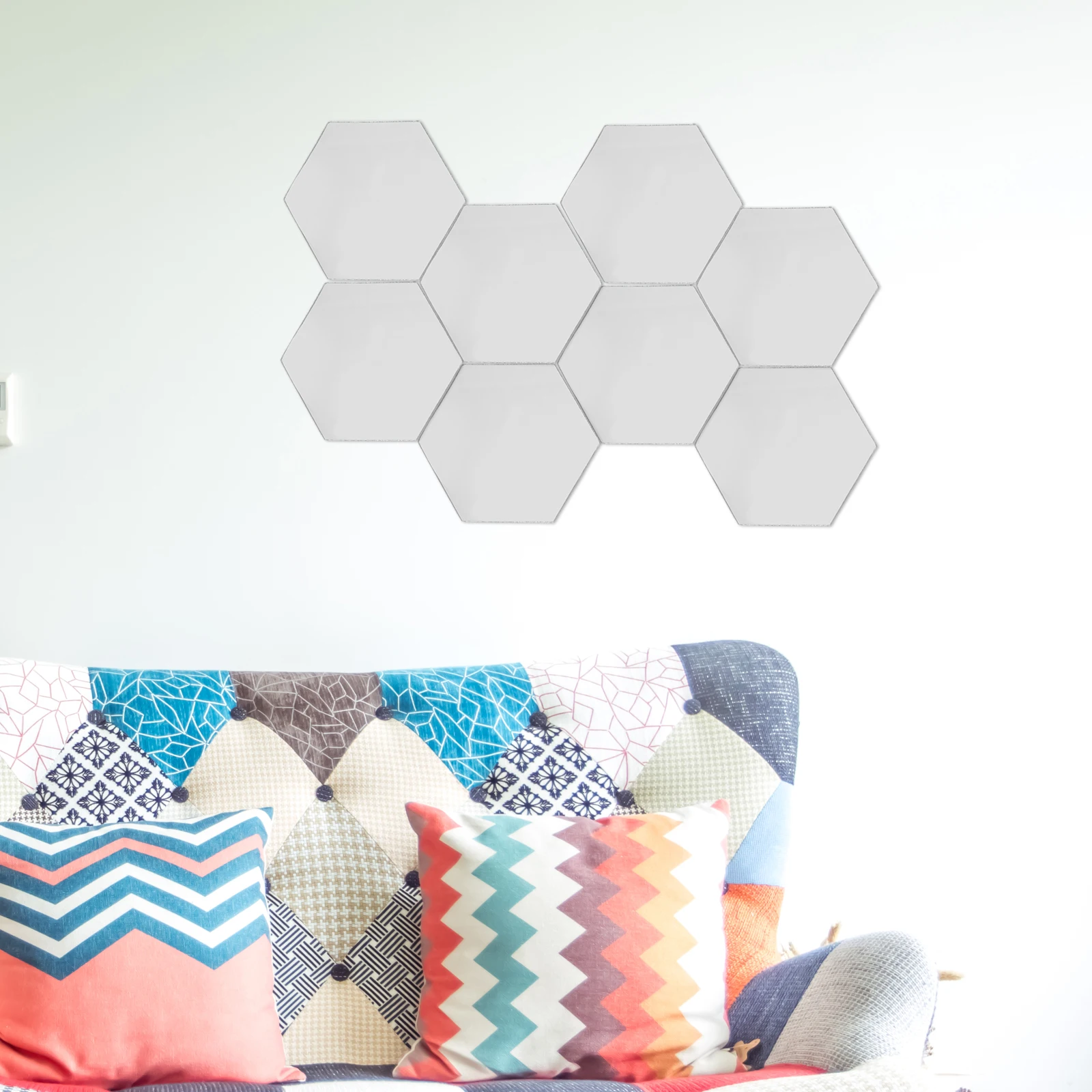 

12Pcs Hexagonal Acrylic Mirror Wall Stickers Self Adhesive Clear Mirror Decals Bedroom Living Room Wall Decoration Art Decals