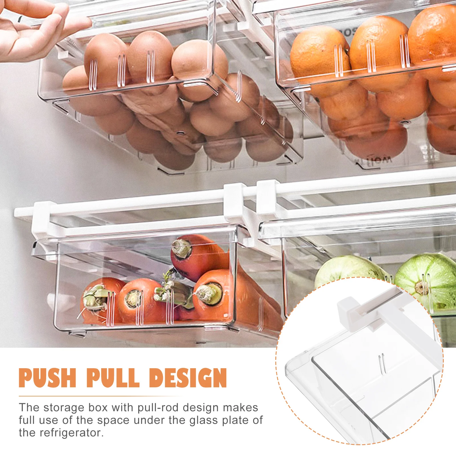 

Transparent Pet Refrigerator Storage Box Large Capacity Vegetable Preservation Case Eco-Friendly ABS Iron Material Drawer Type