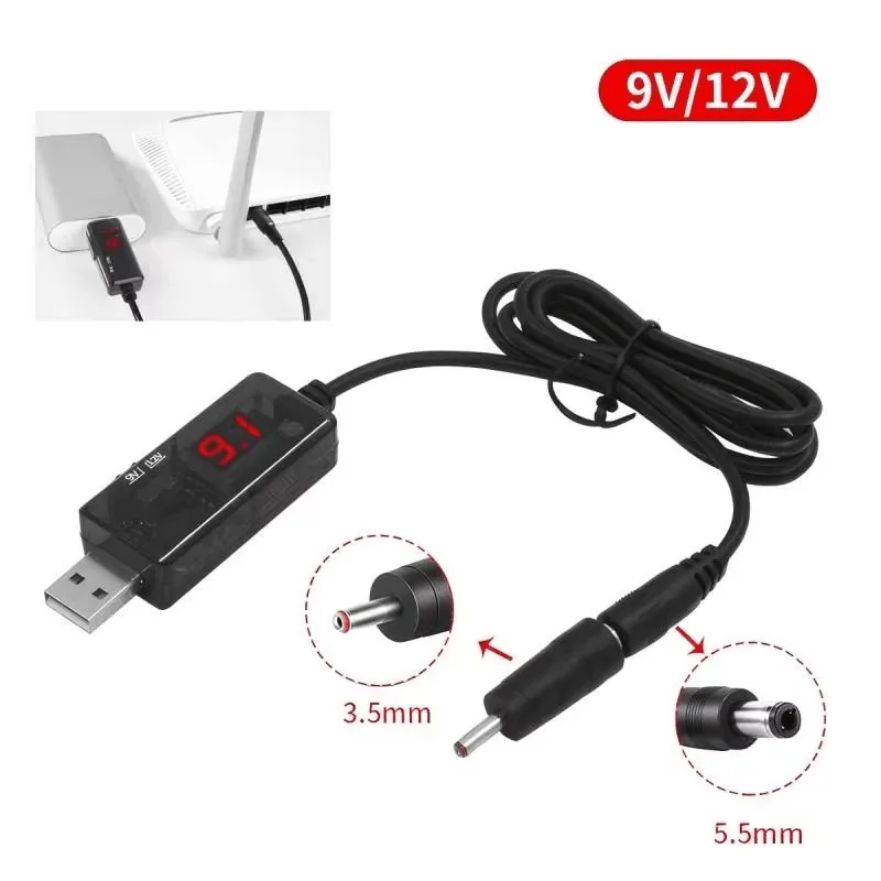

USB To DC 5.5/3.5 Mm Router Optical Modem Boost Line 5V To 9V 12V Charging Cable