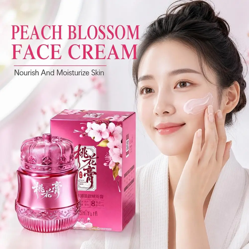 50g Peach Blossom Face Cream 8-in-1 Moisturizer Firming Skin Brightening Nourishing Lady Cream Care