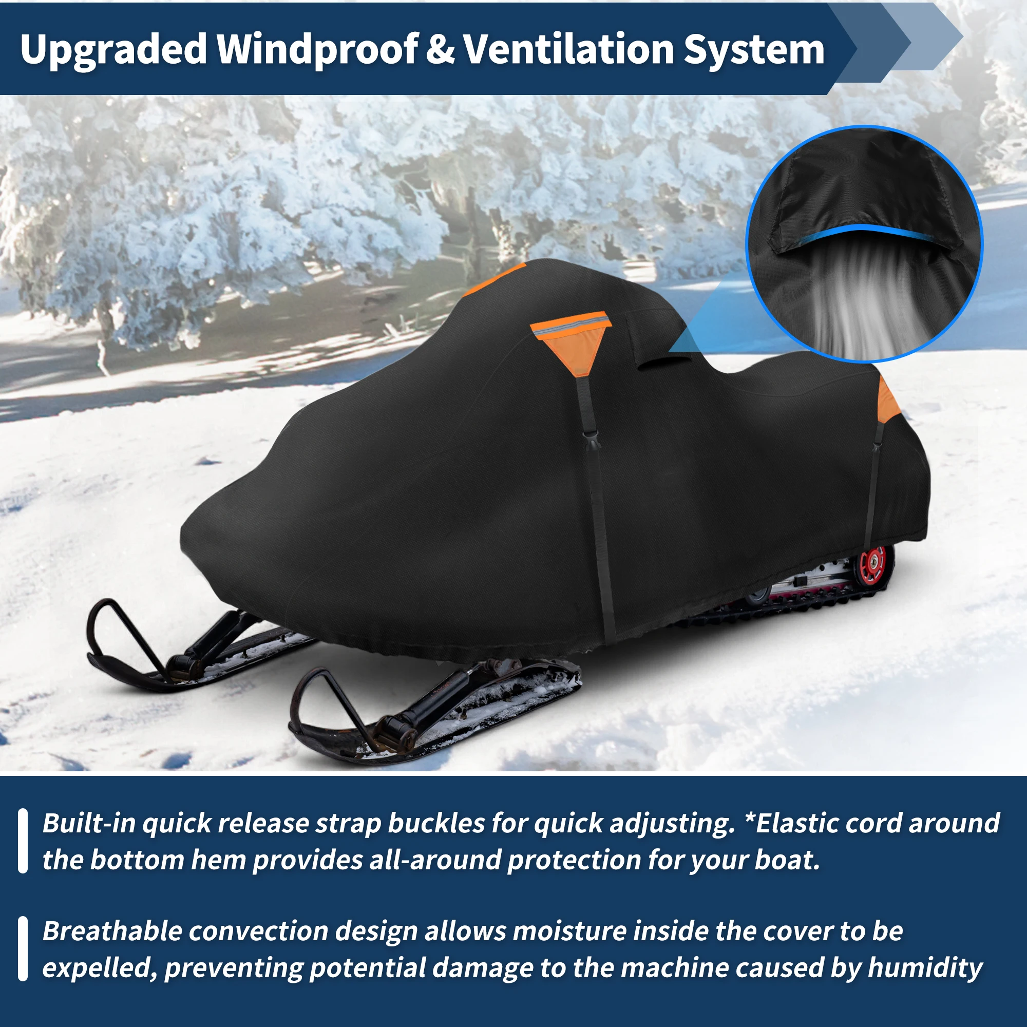 Motoforti غطاء الثلج مقاوم للماء زلاجات غطاء التزلج 420D قماش أكسفورد قوي مقاومة للتجميد يناسب الطول 116 "-130" #6