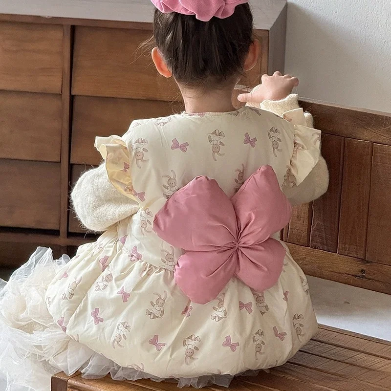 

Fashion Baby Girl Winter Ruffle Sleeve Vest Cotton Padded Infant Toddler Child Print Waistcoat Outwear Warm Baby Clothes 1-7Y
