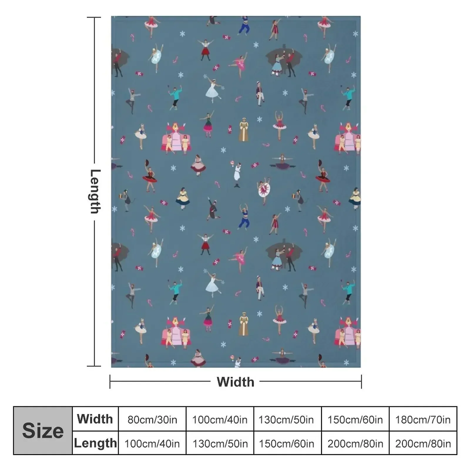 Nutcracker Ensemble - Blue Throw Blanket Designers Cute Flannels Large Luxury Brand Sleeping Bag Blankets