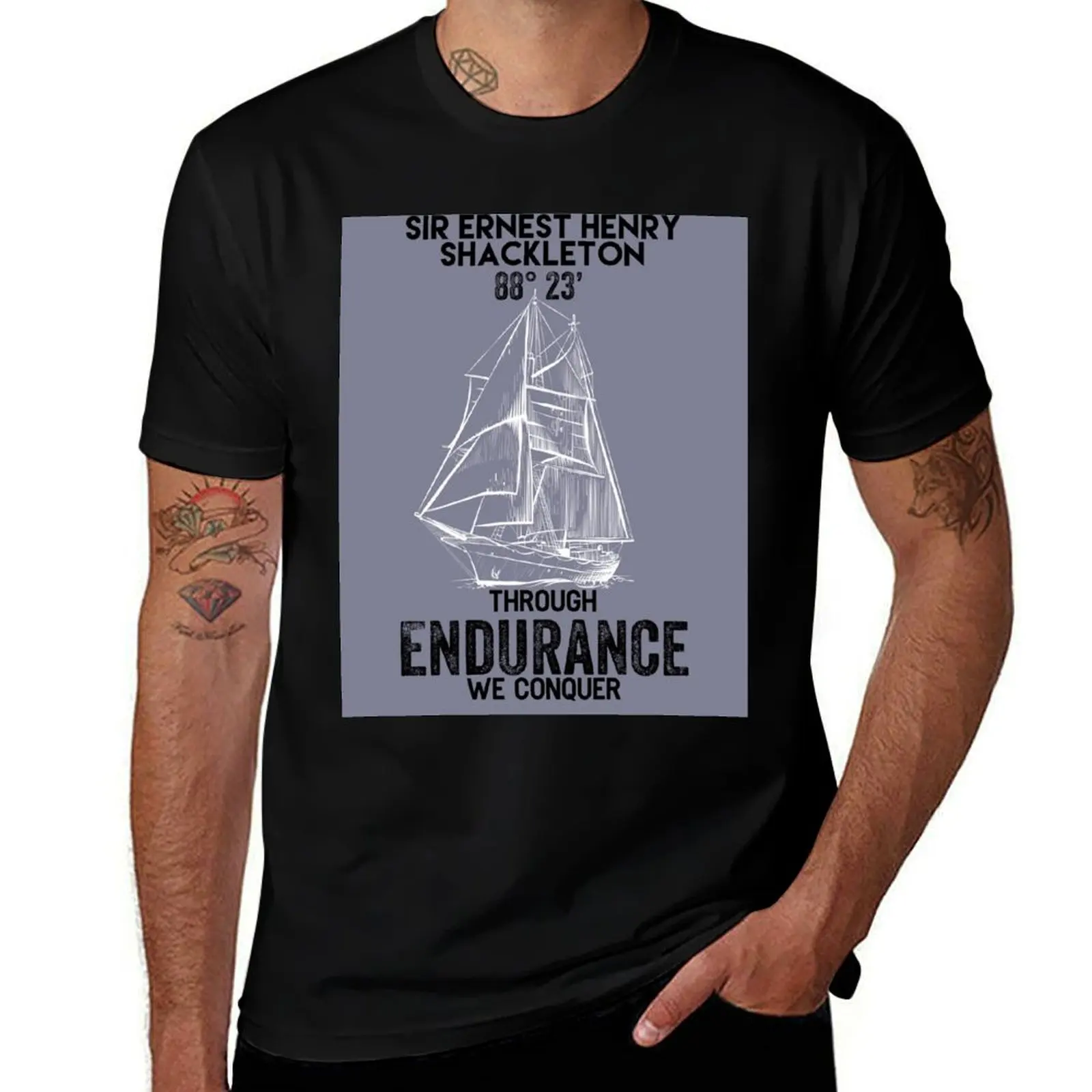 

Shackleton casual man man shirt T-Shirt t plain Sir Conquer shirt - Endurance t anime oversize Through We shirts t Ernest