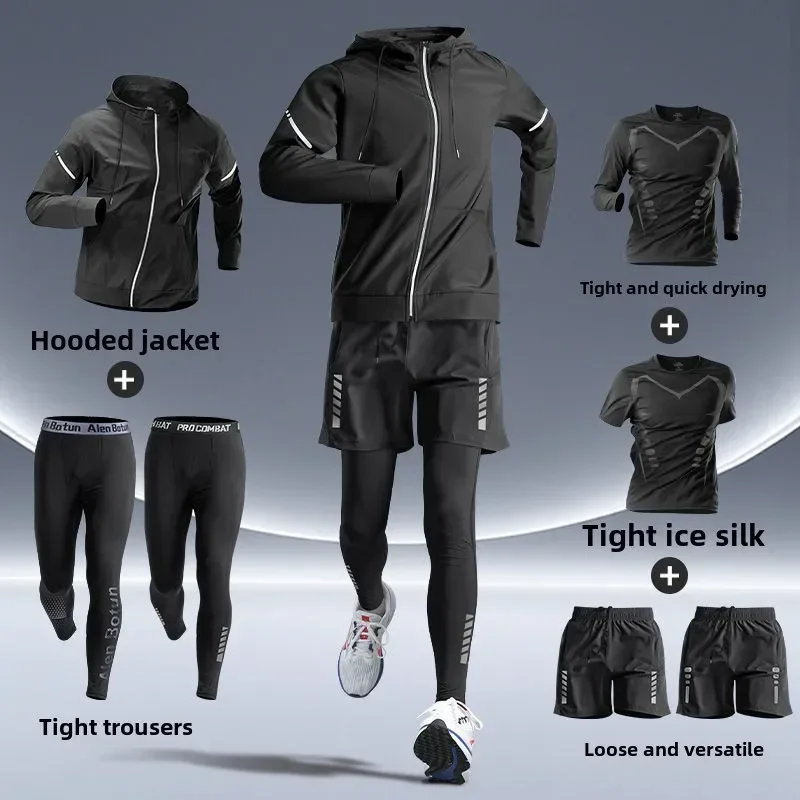 Sports Suits Men's Fitness Clothes Night Running Autumn Tight-fitting Quick-drying Clothes Cycling Training Clothes Equipment image 5