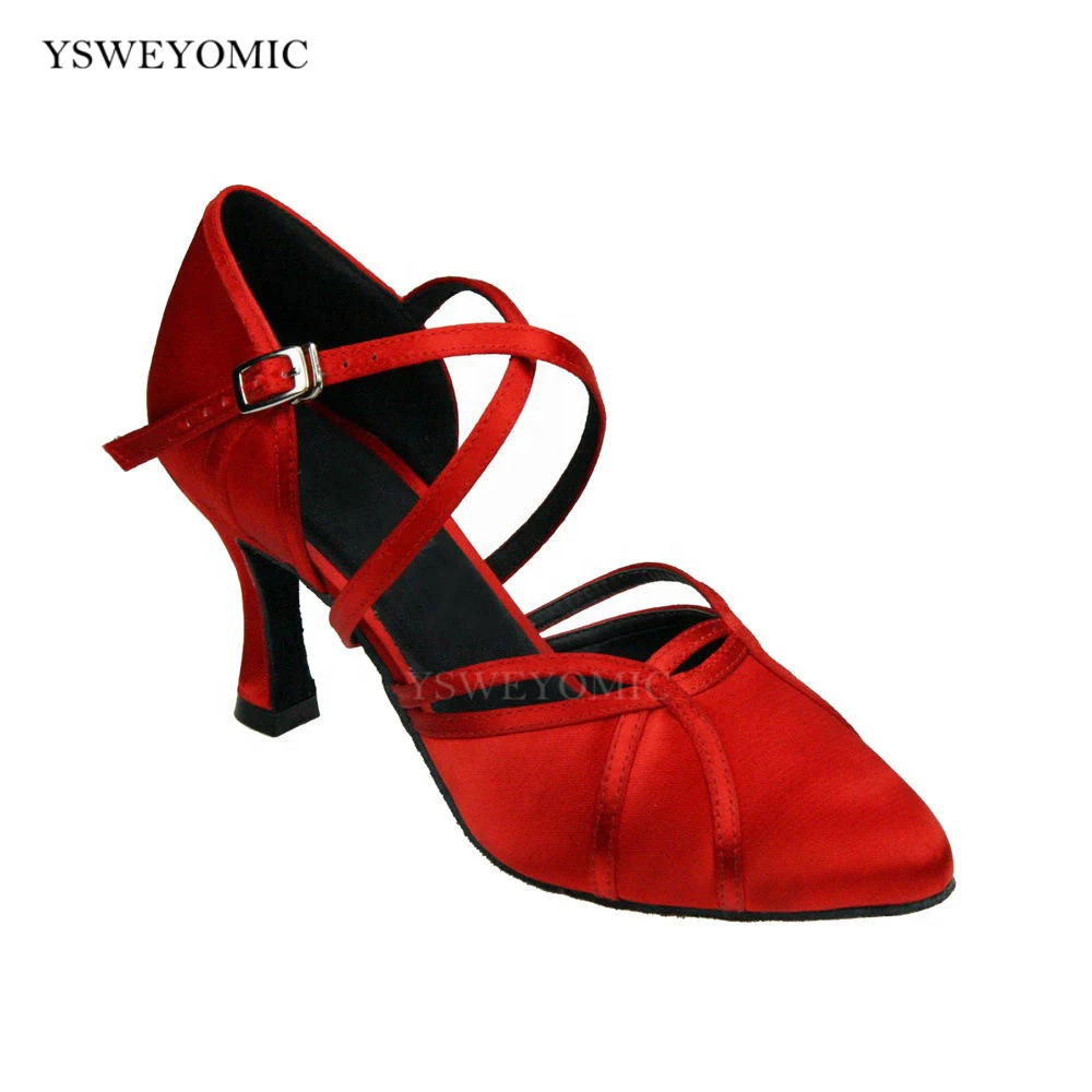 

2023 Ballroom Salsa Latin Dance Shoes Red Black Stain Indoor and Outdoor Customized Outsole and Heels Colors