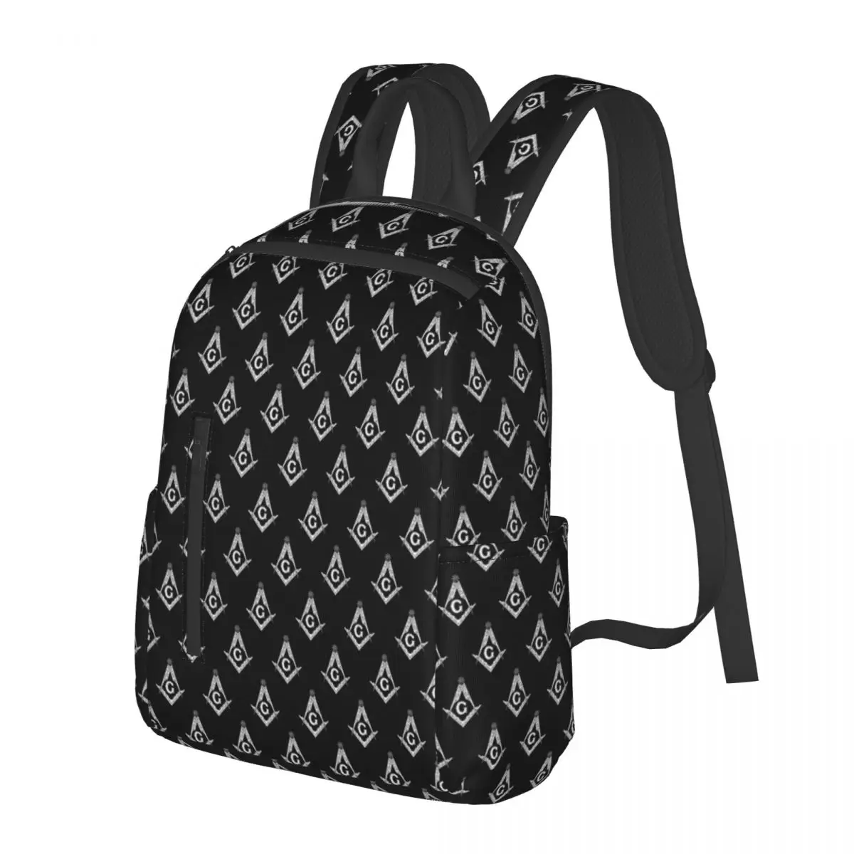 Freemason Pattern Gold Blue Square And Compass Masonic Student Backpack School Bag Hiking  Daypack for Men Bookbag Shoulder Bags