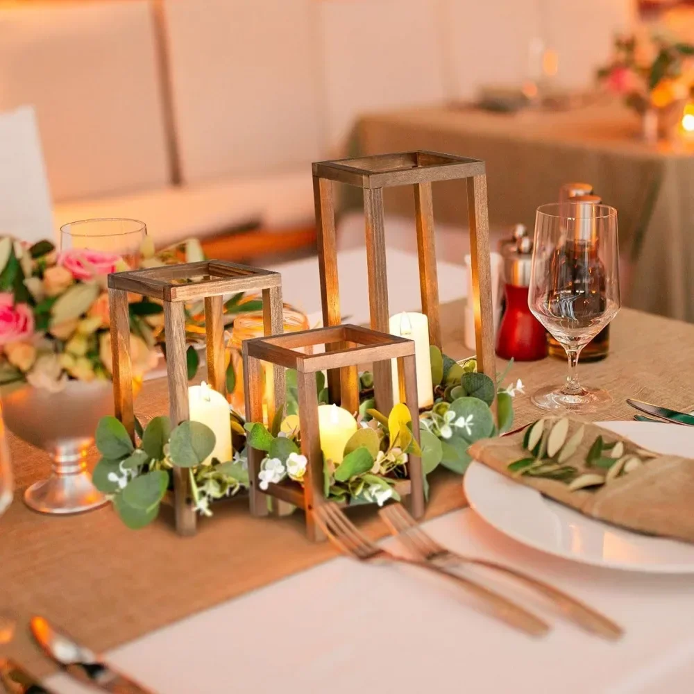 

ACandle Holder Gift-giving Centerpiece Wooden Lantern Candlesticks for Wedding Parties Home Decor Family Table Decoration Candle
