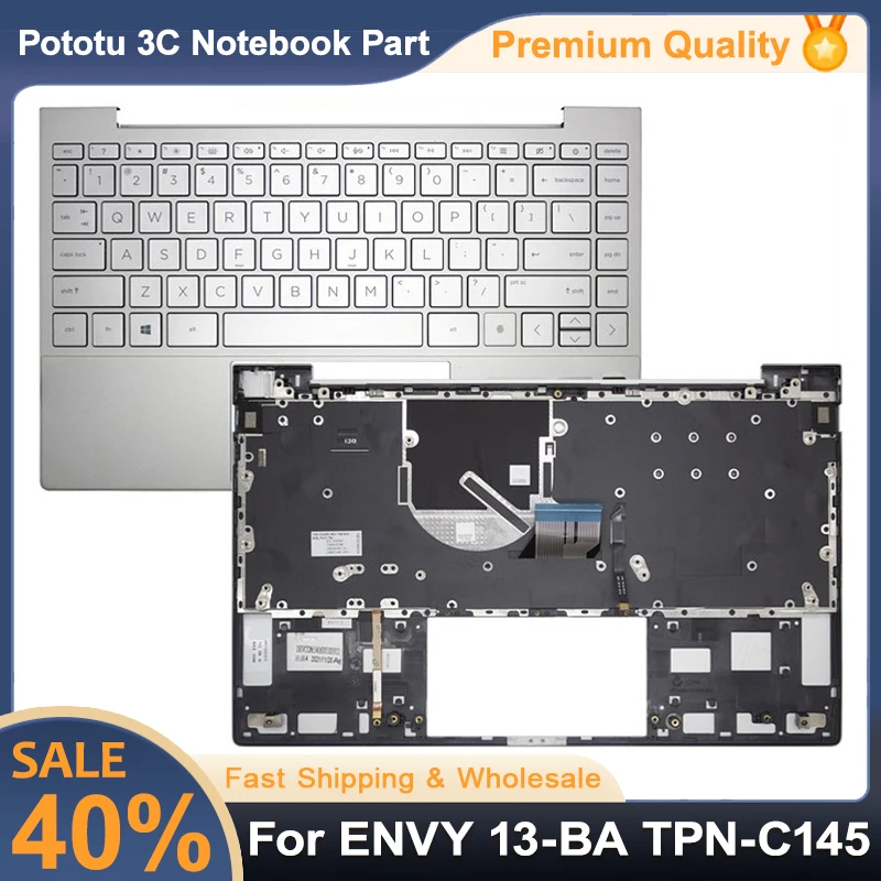 

Original New For ENVY 13-BA TPN-C145 Laptop Top Case Upper Palmrest Keyboard Replace Silver