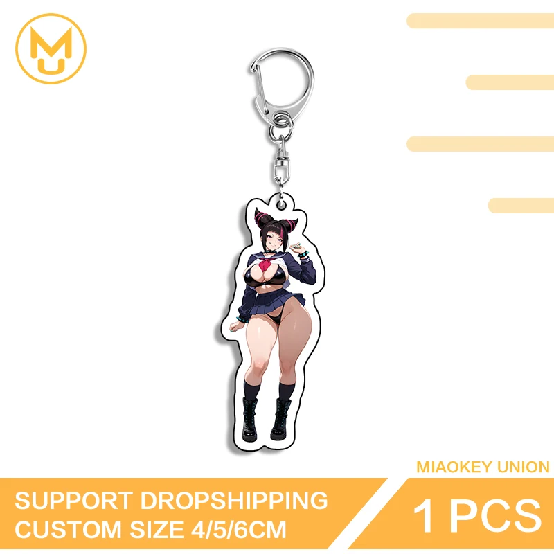 Sexy Han Juri Standing Posture Enchanting Amusing Creative Unique Double Sided Key Chains Video Game Versatile Fashion Jewelry