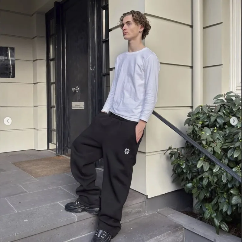 التطريز الرجال السراويل 2025 الخريف الشتاء الهيب هوب عادية تسلق ركض Sweatpants موضة جديدة Hombre واسعة الساق بنطلون للجنسين #3