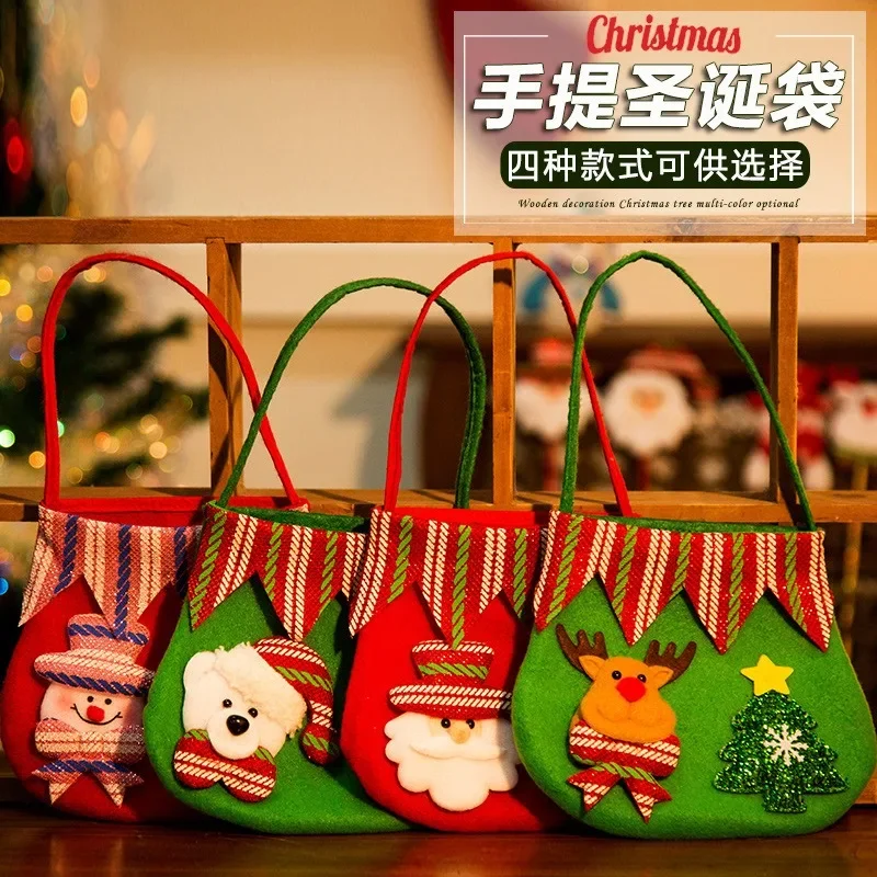 

Christmas Decorations Non-woven Old Snowman Handbag Children's Small Candy Holiday Gift Bag Large Capacity Kawaii Cartoon Santa