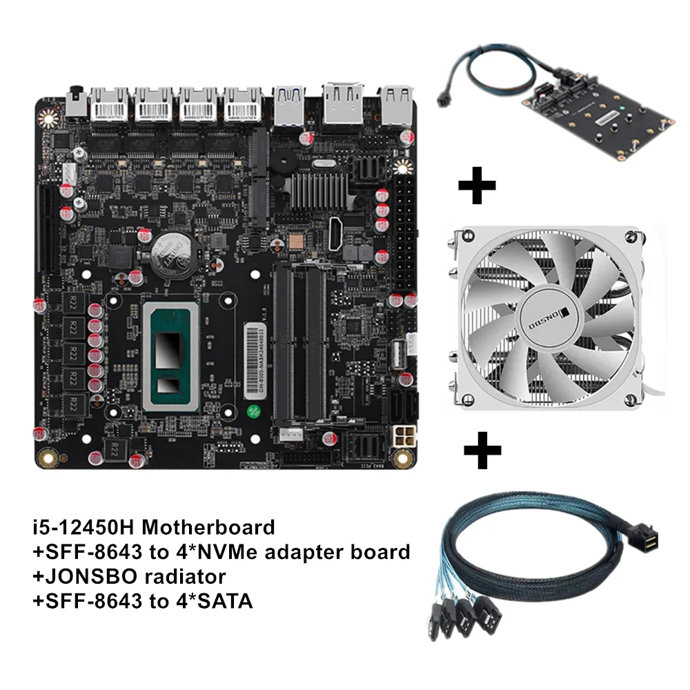 2025newi5-12450H 6-Bay NAS اللوحة الأم 8505 ماكس 6 * NVMe 6 * SATA3.0 1 * PCIEx4 i226-V 2.5G 2 * DDR5 جدار الحماية راوتر اللوحة الرئيسية الصغيرة ITX