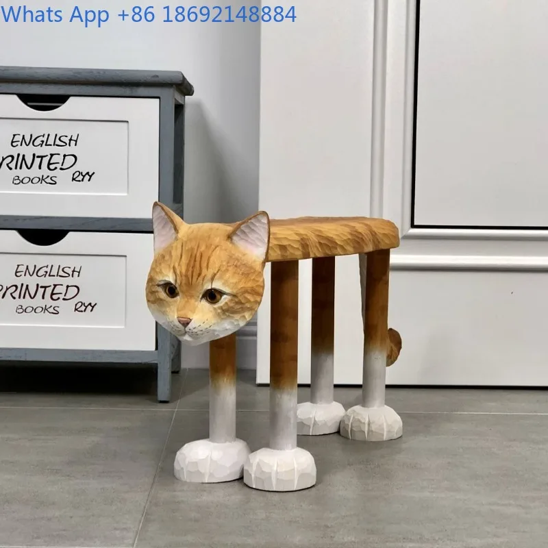 Solid Wood Stool Cartoon Creative Animal Small Stool Simple Home Shoe Changing Stool Living Room Low Durable