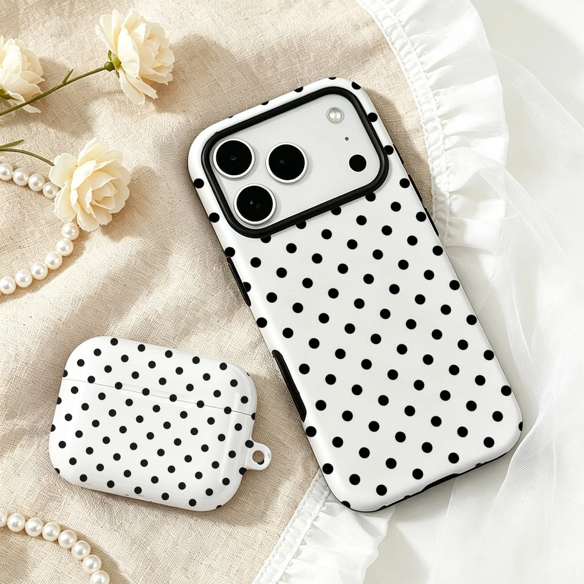 2 in 1 Black Polka Dots White - Airpod Case Cover ulasan dan harga