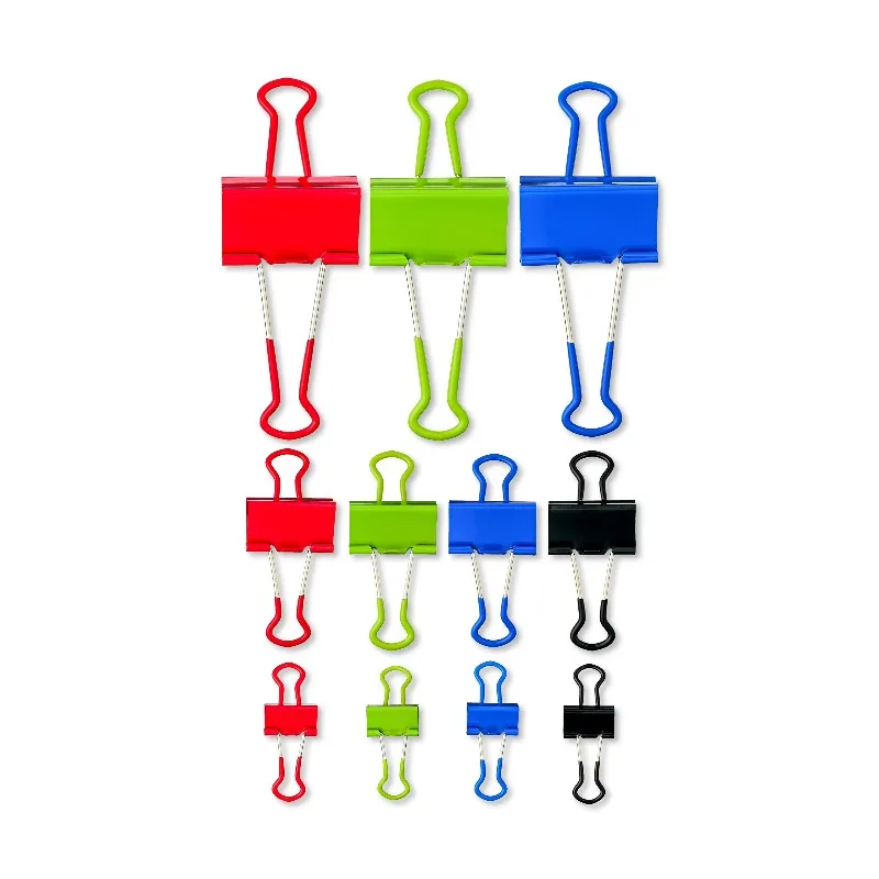 Grip Binder Clips, Assorted Colors and Sizes, 24 Count