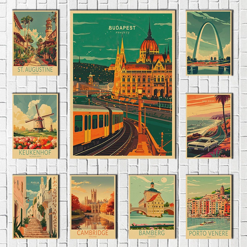 North America Classic Poster Canvas Printing City Hotel Travel Wall Art Decor Beautiful Landscape Wall Decoration for Home
