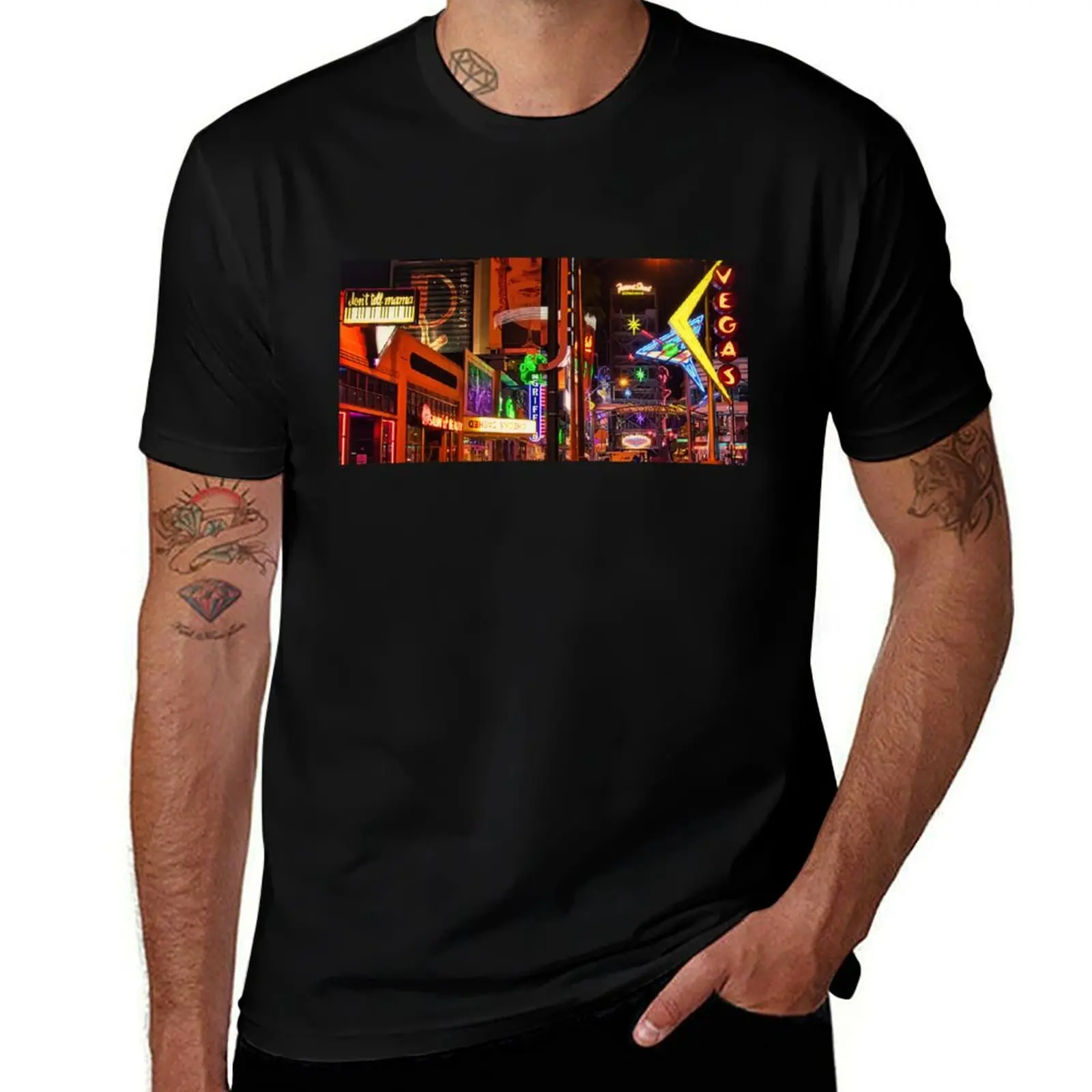 

Night lights on Fremont Street, Las Vegas T-Shirt t shirts for man pack white T-Shirt