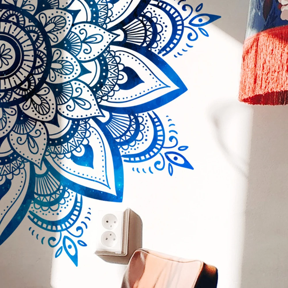 Mandala Lotus PVC Naklejka ścienna Eid Mubarak Lotus Flower Datura Zen Naklejki dekoracyjne Naklejka 30x90cm Dekoracja ścienna do domu