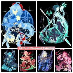 Genshin Impact 5D DIY AB Diamond Painting Anime Game Girl Xiao And Zhongli Cross Stitch Rhinestones Mosaic Embroidery Home Decor