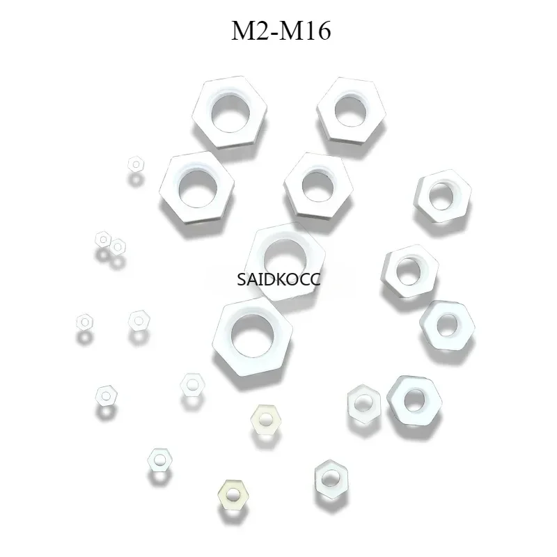 SAIDKOCC M2/3 M4 M5 M6 M8 M10 M12 M14 M16 Ceramic Hexagon Nut High Temperature Resistant Insulating Anti-oxidation Hex Nut Screw