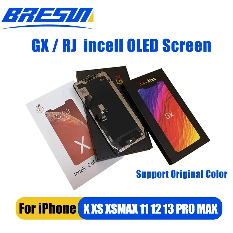 

ЖК-экран RJ для iPhone X XR Xs 11 12 13 14 Pro MAX, ЖК-дисплей с сенсорным экраном и дигитайзером в сборе, без битых пикселей, запасные части