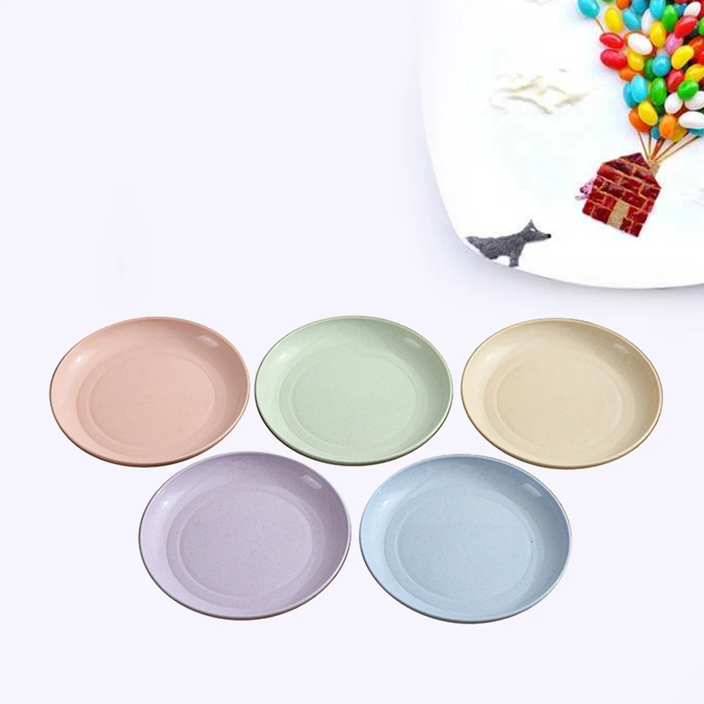 

5pcs Straw Bone Dish Set Wheat Fiber Plates Eco-Friendly Biodegradable Microwave Dishwasher Safe Lightweight Tableware for Food