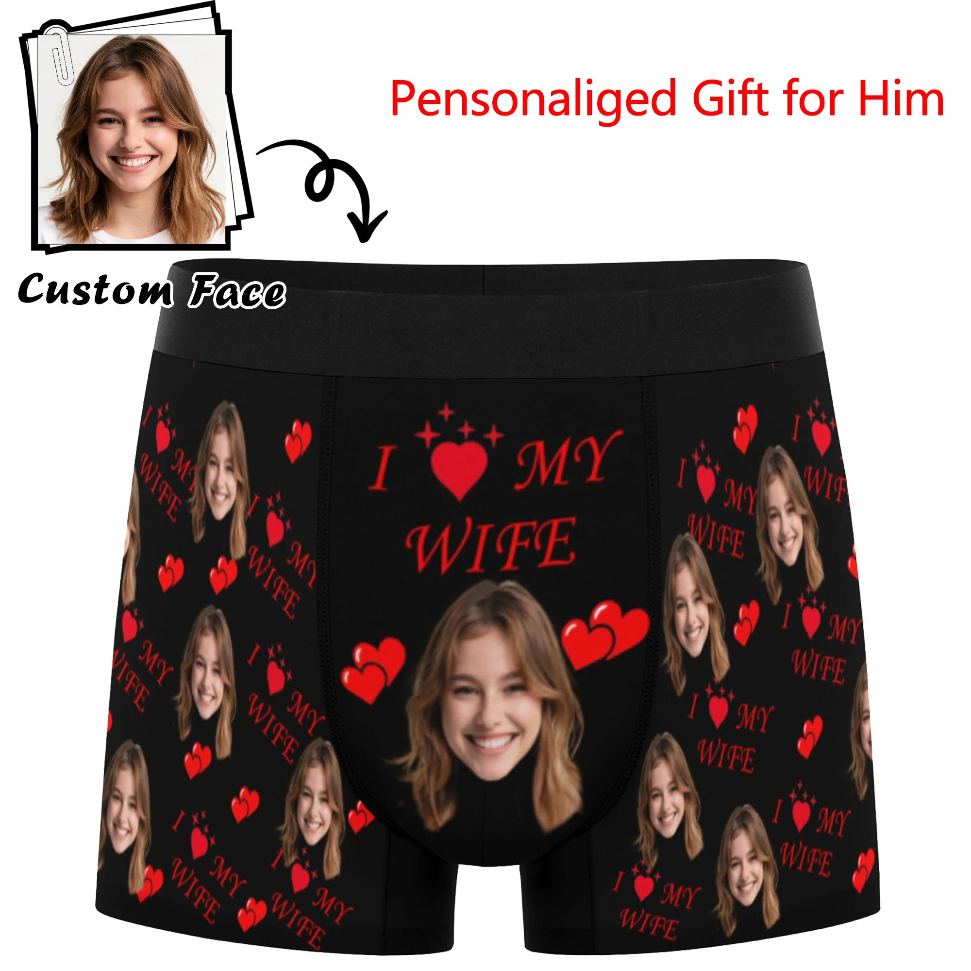 Personalized facial photo customization flat underwear customization men's Valentine's Day gift for husband gift for father