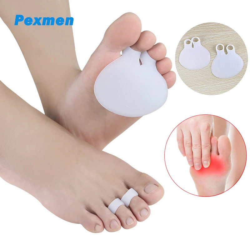 

Pexmen 2Pcs/Pair Metatarsal Pads Ball of Foot Cushions Bunion Pad to Help Relieve Hallux Valgus Forefoot Pain Toe Separator