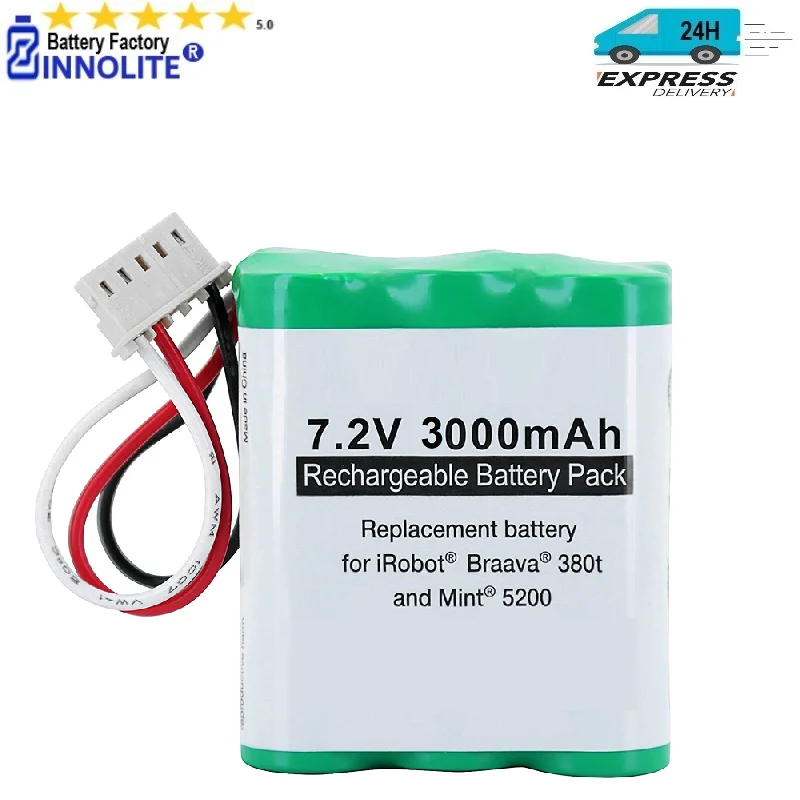 7.2V 3000mAh wymienna bateria dla iRobot Braava 380 380t 390 390t & Mint 5200 5200B 5200C