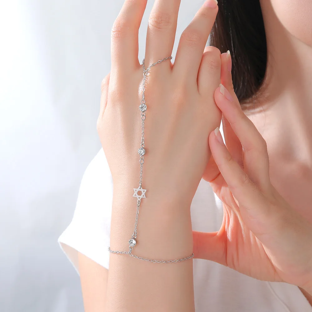 داوابارا نجمة داود وشاي سوار سلسلة اليد السداسية اليهودية حسن الحظ مجوهرات يهوديكا مجوهرات من صلب لا يصدأ
