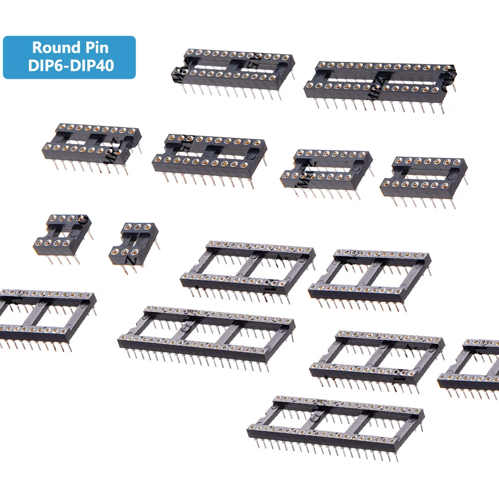5PCS Round Pin DIP IC Socket DIP6 DIP8 DIP14 DIP16 DIP18 DIP20 DIP24 Assorted Sizes Wide/Narrow DIP40 for Electronics Component