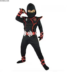 Fato Ninja Deluxe infantil com arma para meninos, roupa de Kung Fu, traje de Halloween infantil, acessórios