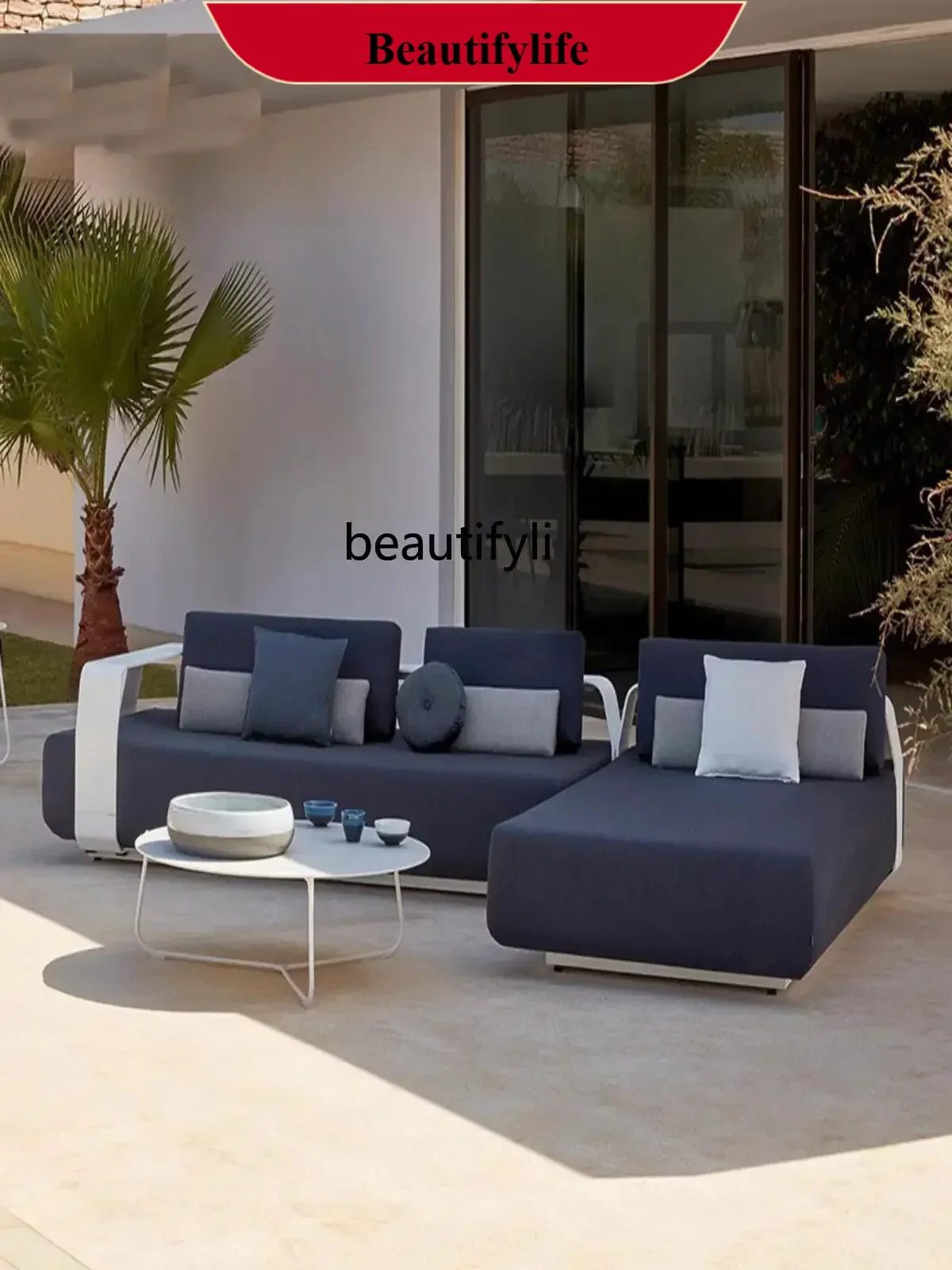 

Model Room Hotel Terrace Courtyard Bed & Breakfast Outdoor Furniture Waterproof and Sun Protection Aluminum Outdoor SofaAsmt09