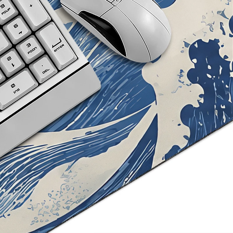 Mouse Pad Japanese Blue White Waves Gaming printon demand HD Home New Mousepad XXL Playmat Natural Rubber Office Soft Mouse Mats