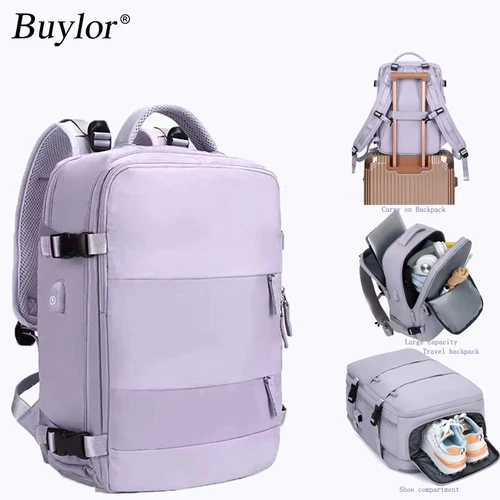 Imagen 1 del producto Mochila de viaje Buylor para mujer 40x25x17, mochila de cabina de avión, equipaje de mano, mochila para ordenador portátil de 14 pulgadas, mochila escolar informal