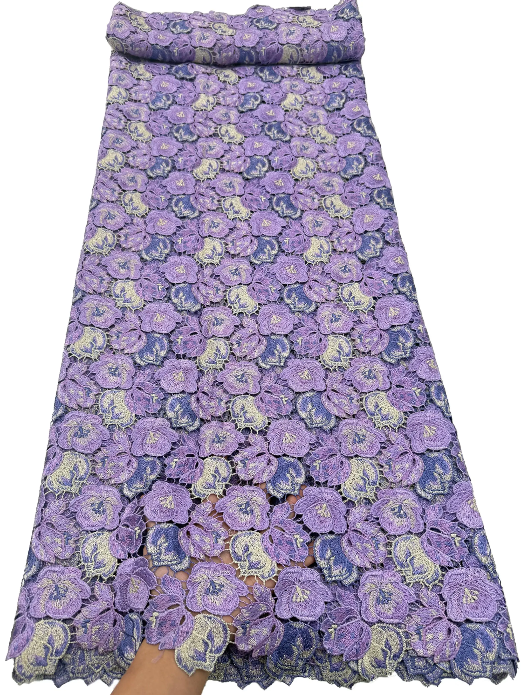 2026 Floral Hollow Multicolor Water Soluble Guipure Cord Lace African Embroidered 5 Yards For Women Wedding Party Dresses Sewing