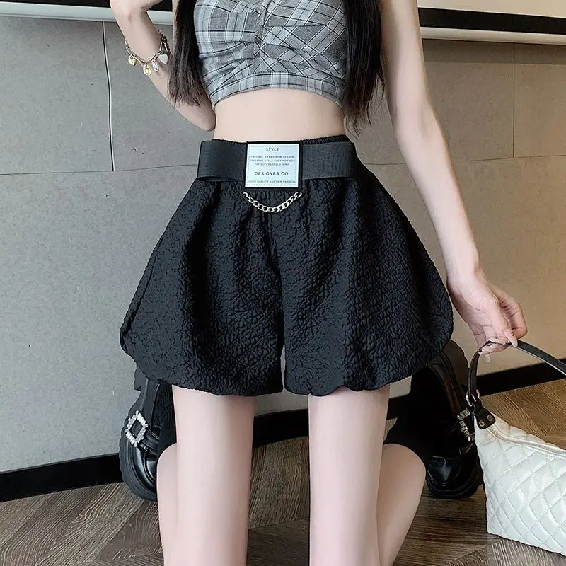 White Flower Bud Shorts Women's Summer New Short Height High Waist Look Thin Casual Hanging Wide Leg A Hot Pants