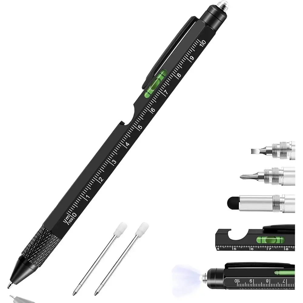 

9-in-1 Multi-Functional Pen Set: Writing, Measuring, Screwing, Opening, Leveling, Touching, Lighting