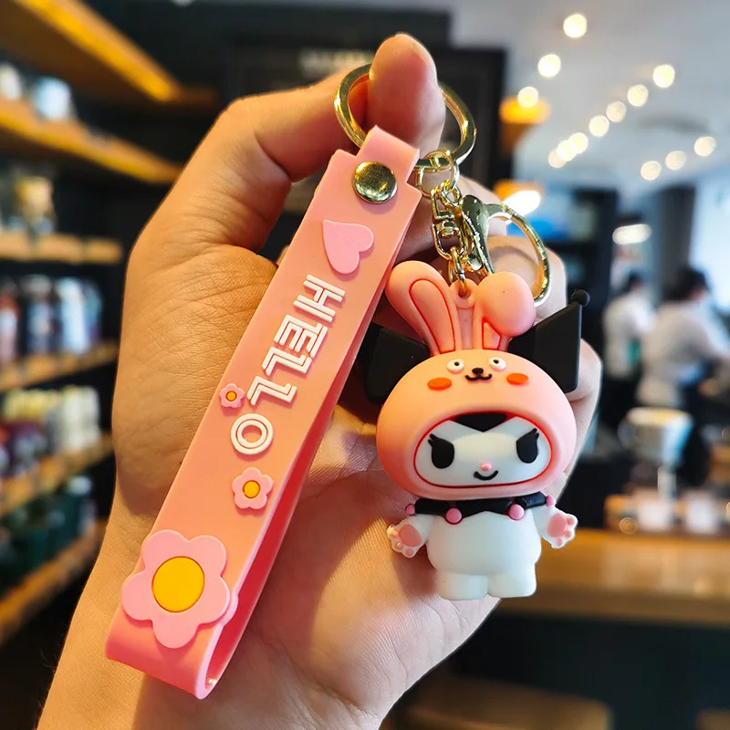 Cartoon Sanrio Hello Kitty Keychain Kawaii Action Anime Figures Kuromi My Melody Pochacco Doll Toys Key Ring Pendant Ornaments