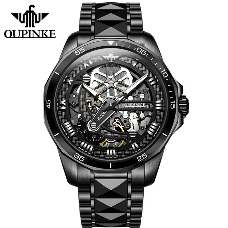 OUPINKE Tungsten Steel Men Watch Tourbillon Top Brand Luxury Casual Waterproof Sports Male Automatic Mechanical Watches Relogio