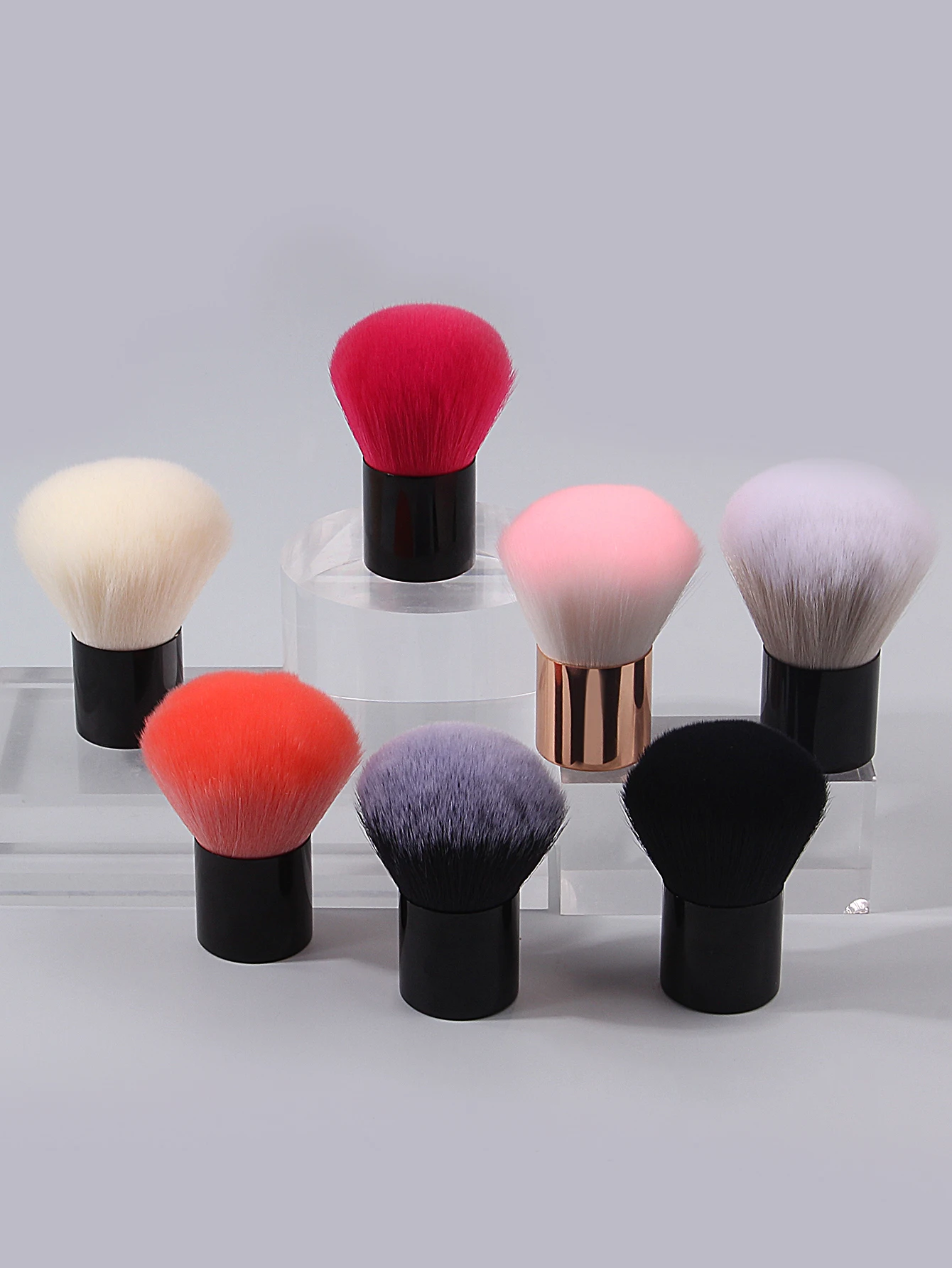 Brosse à fard à joues en poudre libre à tête de champignon Portable, brosse de nettoyage des ongles, brosse à ongles, brosse à poussière, outil de beauté multifonctionnel à poils souples