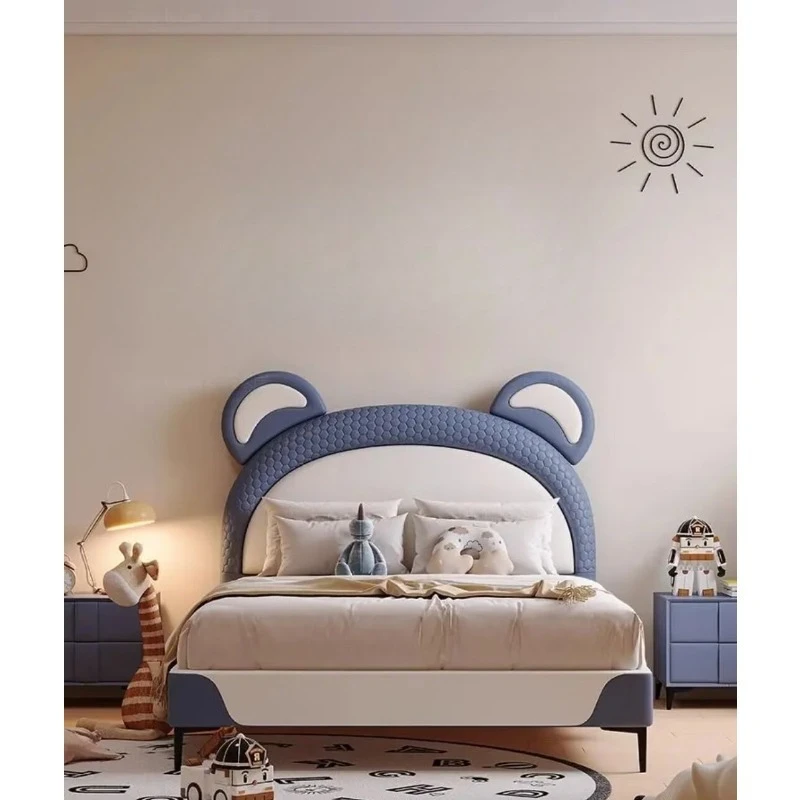 Cream wind pull point bed 1.35m boy girl princess bed 1.8m leather bed