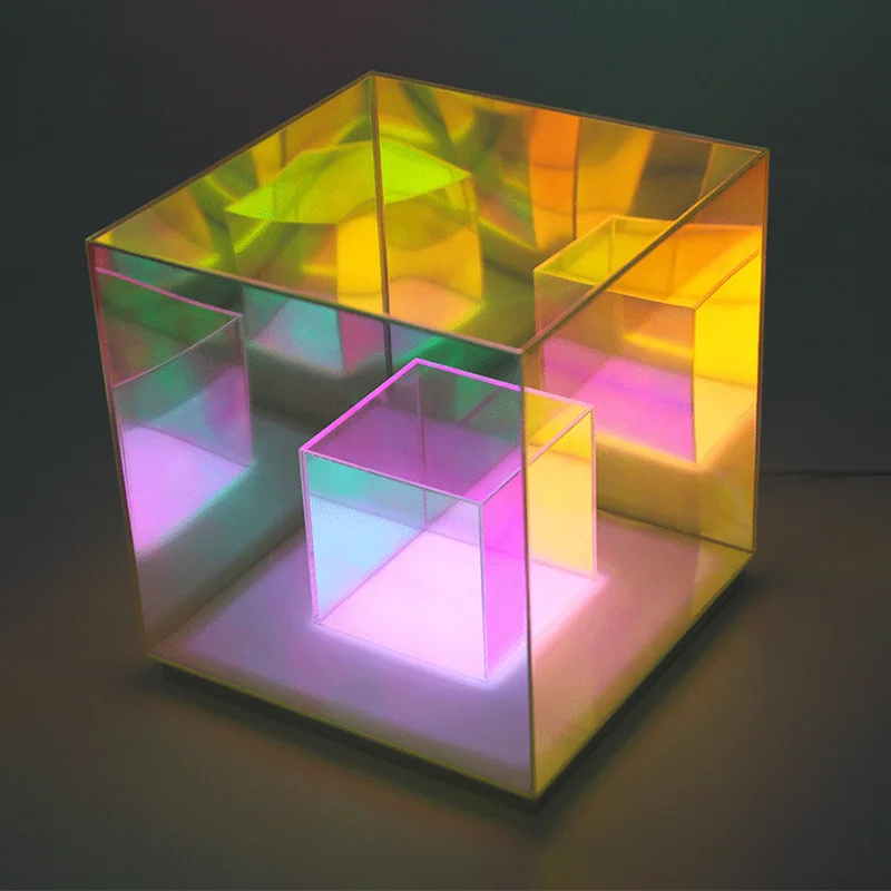 Magic Cube Lamp Crystal Bedroom Sofa Desktop Modern Minimalist RGB Atmosphere Lamp Acrylic Magic Color Creative LED Cube Lamp