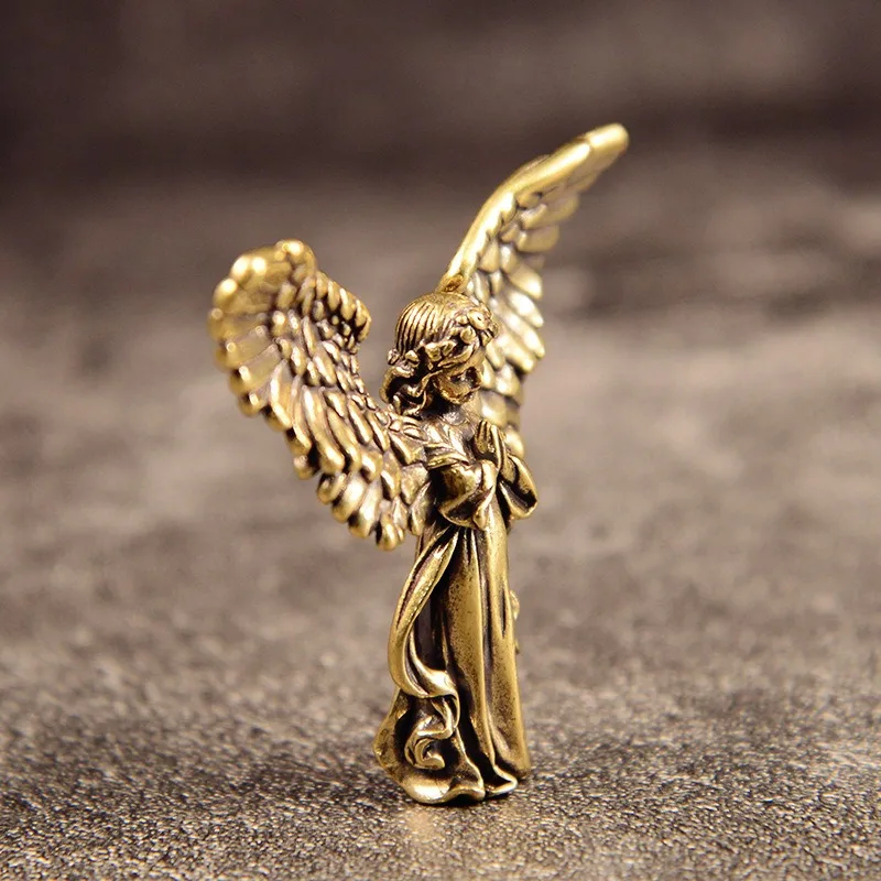 Antique Copper God of Love Cupid Statue Small Ornaments Brass Angel Figurines Desktop Decorations Home Decor Accessories