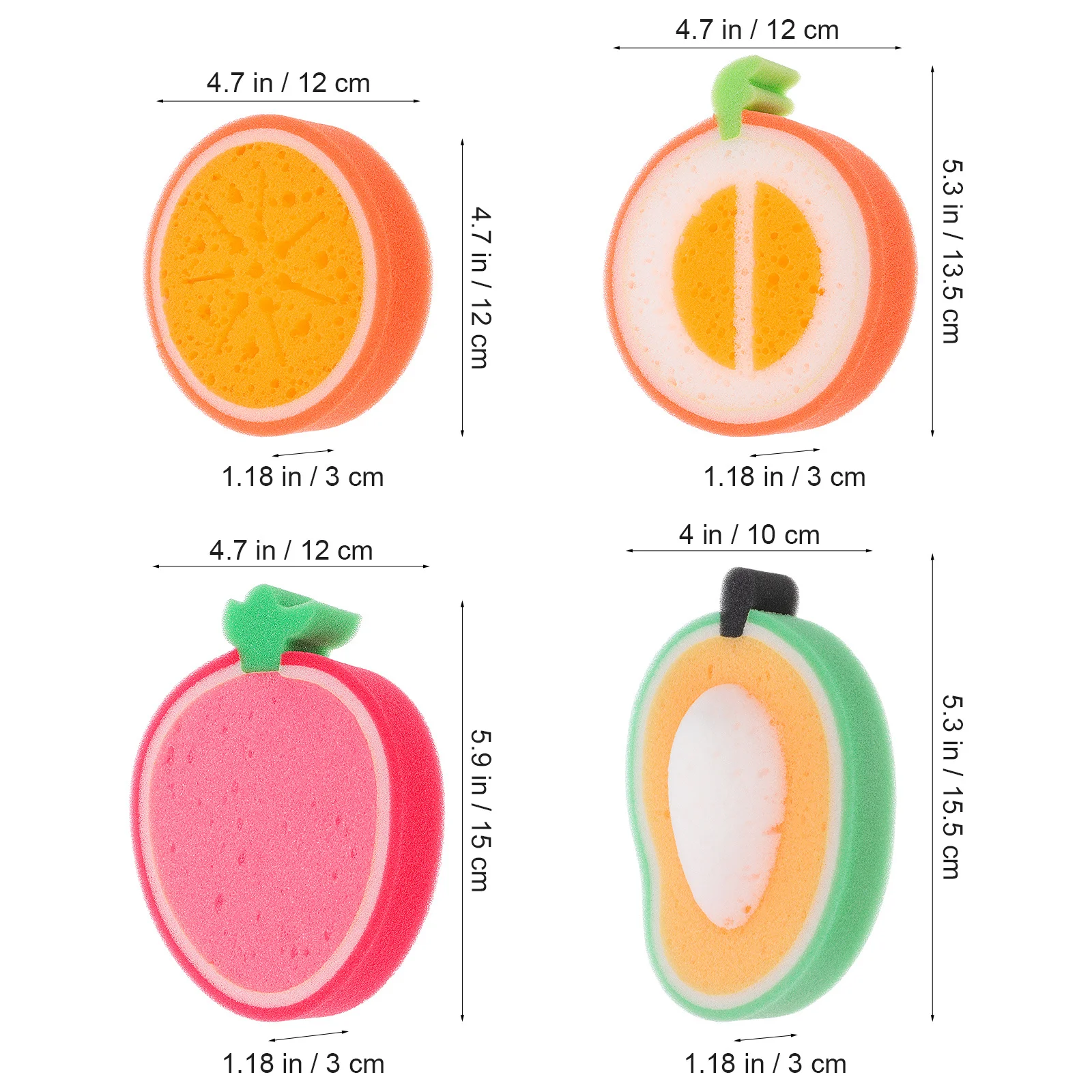 4 قطعة إسفنجة حمام على شكل فاكهة للأطفال جودة عالية تنظيف الجسم الغسيل التقشير دش الإسفنج للبشرة الحساسة #5