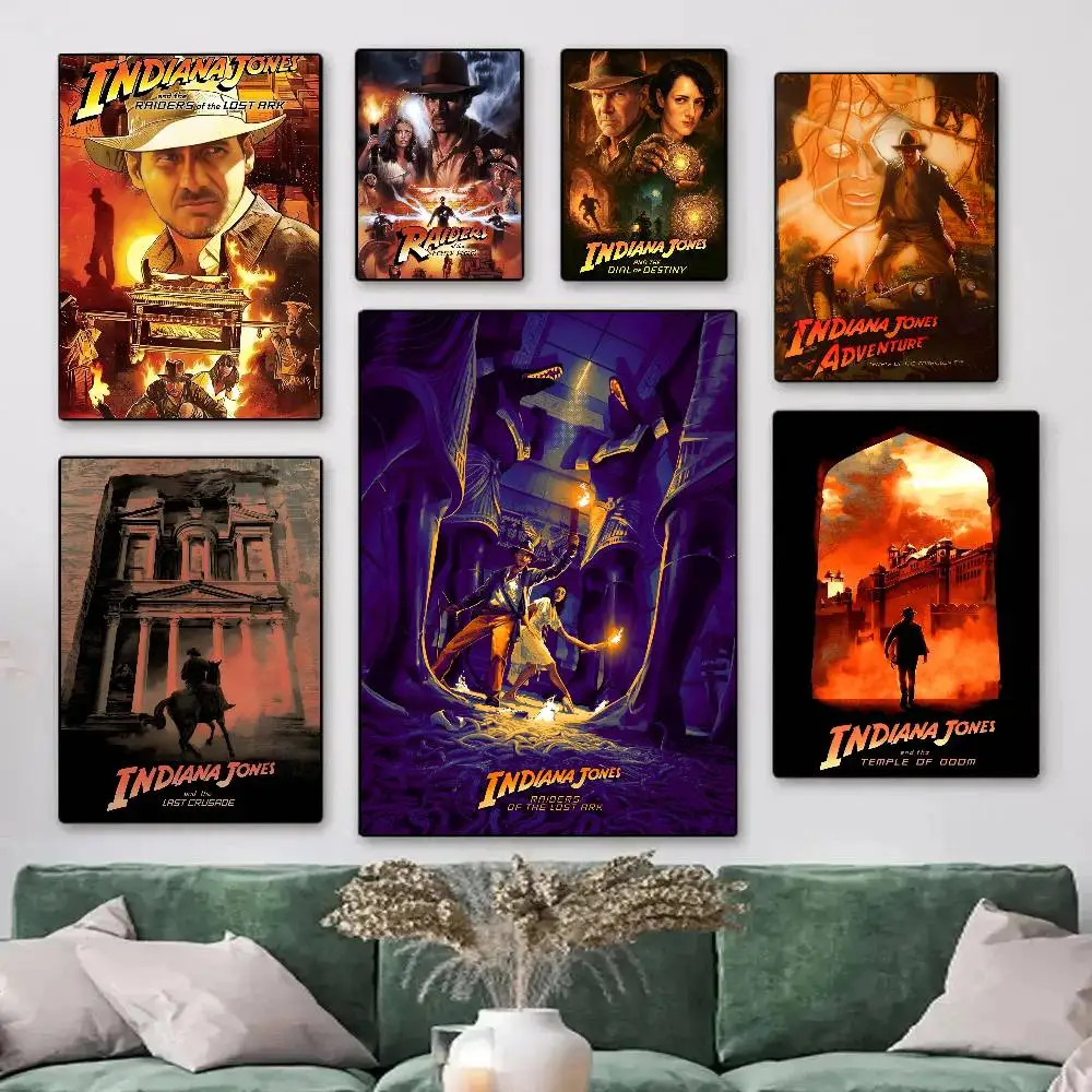 Classic Retro Movie I-Indiana Jones Adventure Action Posters HD Print Vintage Wall Art Decor for Home Study Room